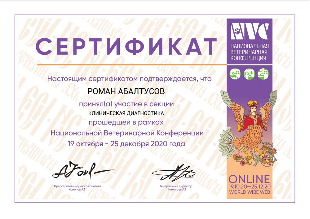 Certificate Abaltusov RN 3